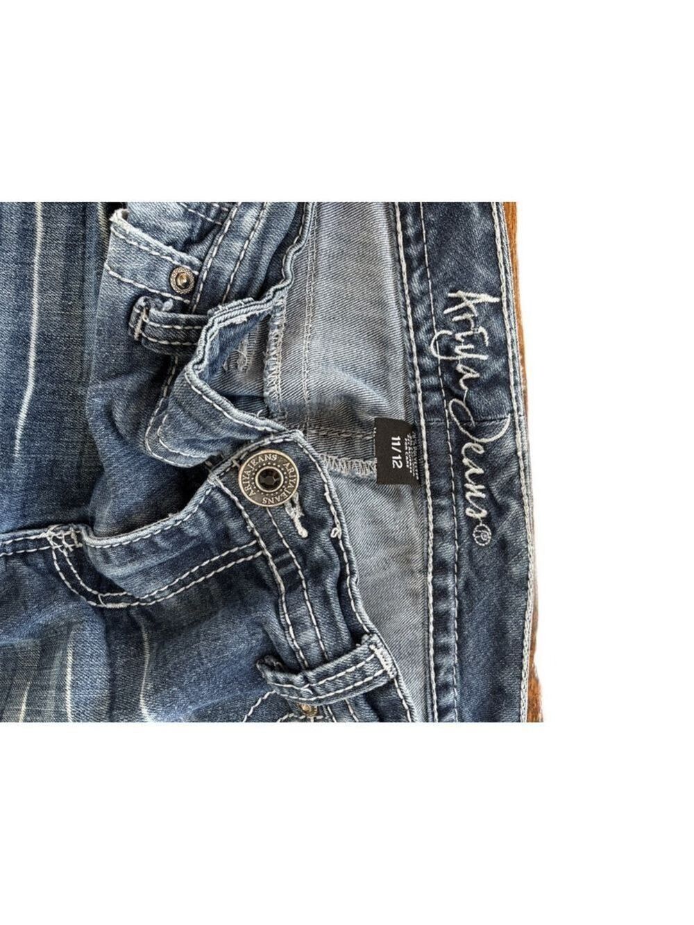Juniors Aryia Jeans Boot Cut Blue White Size 11 - Picture 4 of 4